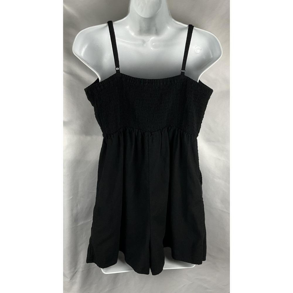 Old Navy Women's MediumBlack  Linen Rayon Blend Short Romper Summer Beach Casual - Picture 2 of 11